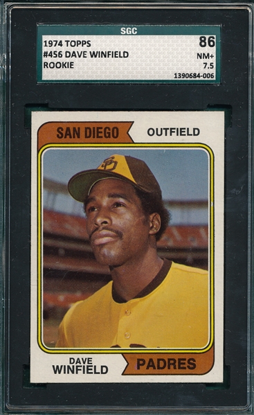 1974 Topps #456 Dave Winfield SGC 86 *Rookie*