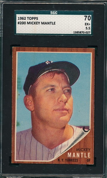 1962 Topps #200 Mickey Mantle SGC 70