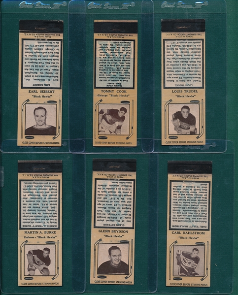 1936-38 Diamond Matchbooks HCKY Lot of (9) W/ Siebert
