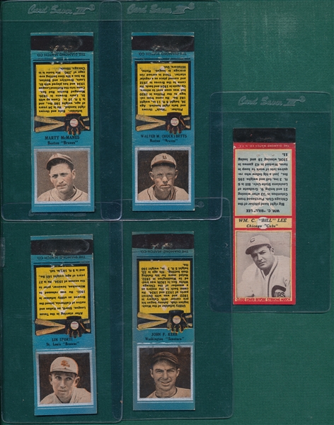 1936-38 Diamond Matchbooks Lot of (23) W/ Chuck Klein
