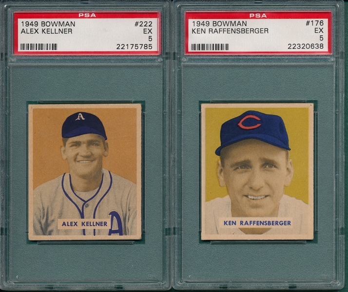 1949 Bowman #176 Raffensberger & #222 Alex Kellner, (2) Card Lot PSA 5 *Hi*