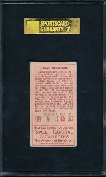 1911 T205 Summers Sweet Caporal Cigarettes SGC 40