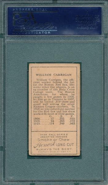 1911 T205 Carrigan Honest Long Cut PSA 3