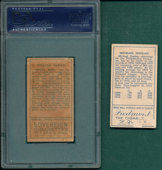 1911 T205 Doolan & Bailey (2) Card Lot PSA