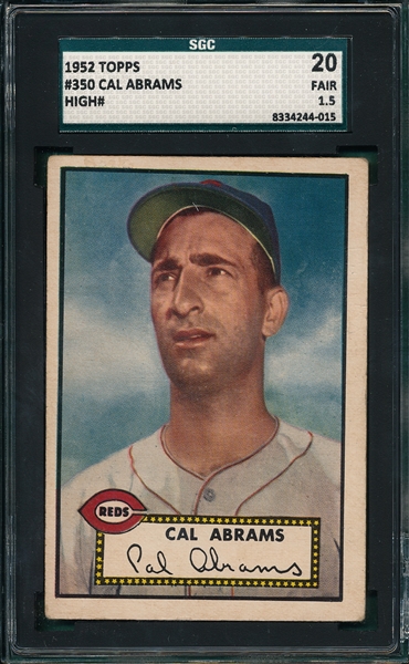 1952 Topps #350 Cal Abrams SGC 20 *High Number*
