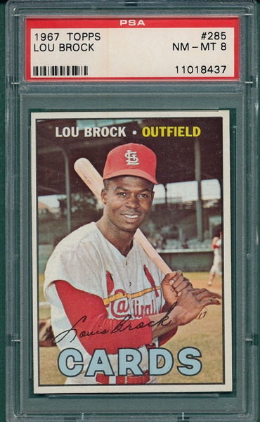 1967 Topps #285 Lou Brock PSA 8