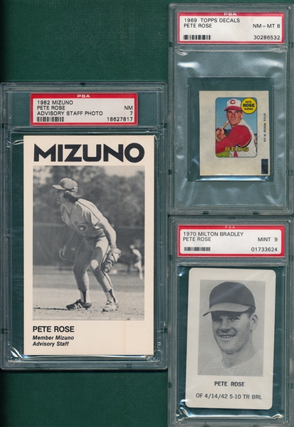 1969-82 Lot of (3) Pete Rose Cards PSA