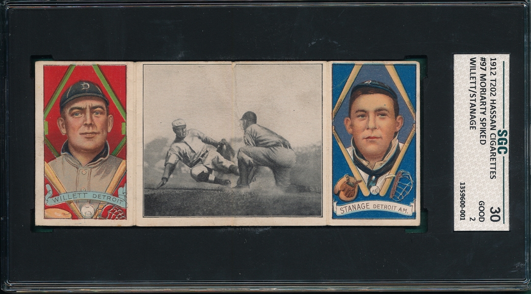 1912 T202 Moriarity Spiked, Willett/Stanage Hassan Cigarettes SGC 30