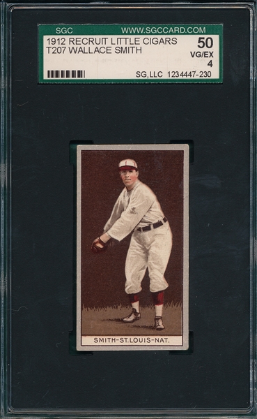 1912 T207 Smith, Wallace, Recruit Little Cigars SGC 50