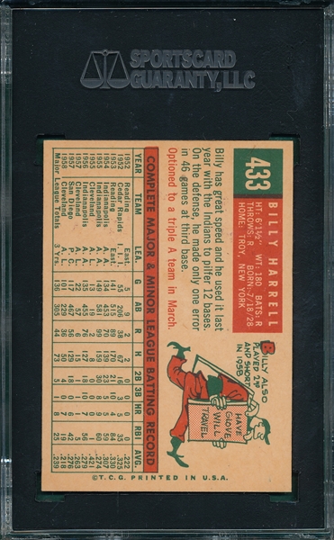 1959 Topps #443 Billy Harrell SGC 96 *MINT* 