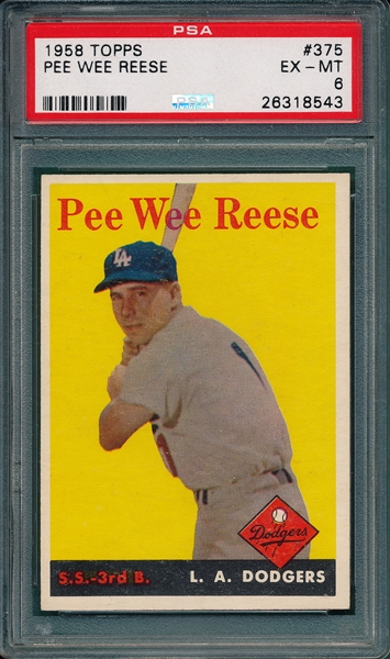 1958 Topps #375 Pee Wee Reese PSA 6