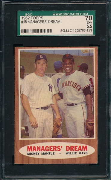 1962 Topps #18 Managers Dream W/ Mays & Mantle SGC 70