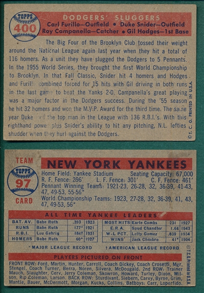 1957 Topps Lot of (8) HOFers W/ #400 Dodgers Sluggers