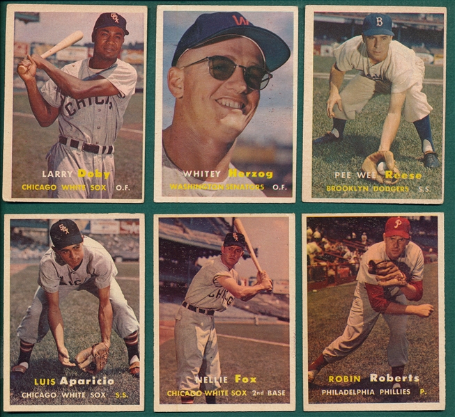1957 Topps Lot of (8) HOFers W/ #400 Dodgers Sluggers