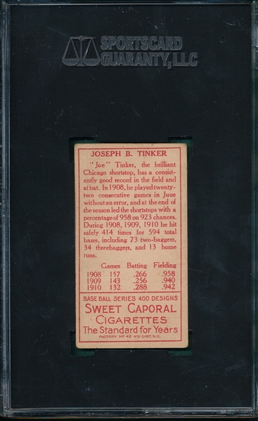 1911 T205 Tinker Sweet Caporal Cigarettes SGC 45