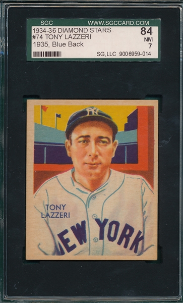 1934-36 Diamond Stars #74 Tony Lazzeri SGC 84