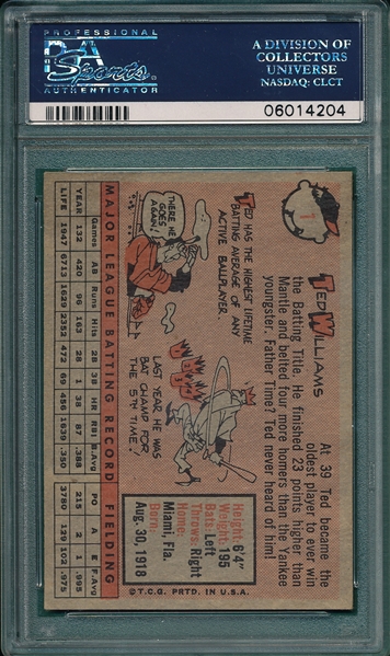 1958 Topps #1 Ted Williams PSA 7