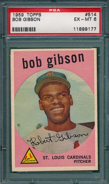 1959 Topps #514 Bob Gibson PSA 6 *Hi #* *Rookie*