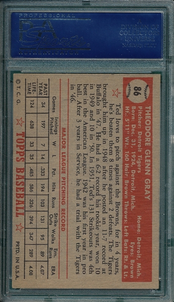 1952 Topps #86 Ted Gray PSA 7