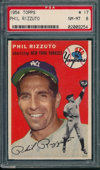 1954 Topps #17 Phil Rizzuto PSA 8