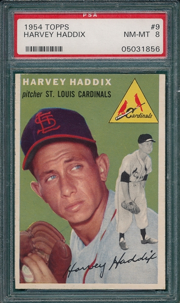 1954 Topps #9 Harvey Haddix PSA 8