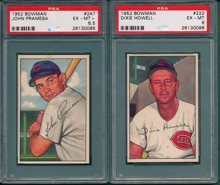 1952 Bowman #222 Howell PSA 6 & #247 Pramesa PSA 6.5 , (2) Card Lot, *Hi #*