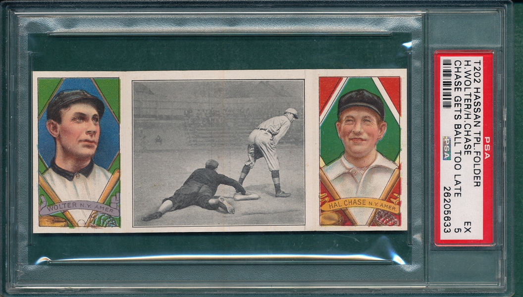 1912 T202 Chase Gets Ball Too Late, Wolter/Chase PSA 5