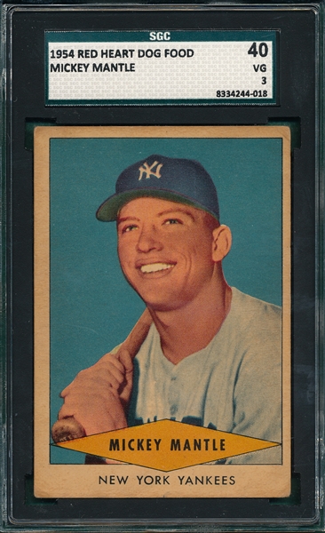 1954 Red Heart Dog Food Mickey Mantle SGC 40