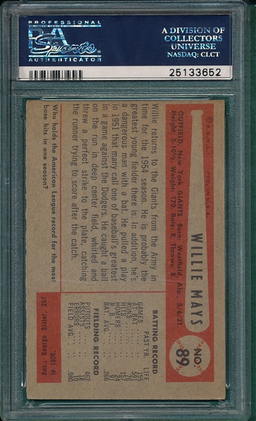 1954 Bowman #89 Willie Mays PSA 4