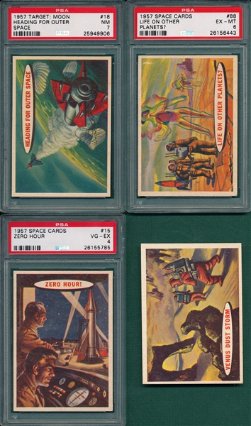 1957 Topps Space Cards Lot of (4) PSA