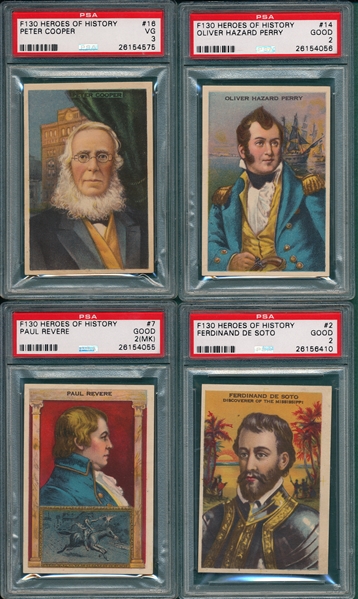 1920s F130 Gridley Butter Heroes  of History Lot of (10) PSA