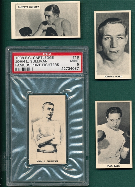1938 F. C. Cartledge Boxing Lot of (4) W/ #18 John L. Sullivan PSA 9