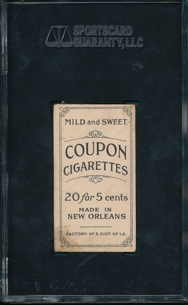 1914 T213-2 Rube Oldring, Philadelphia, Coupon Cigarettes SGC 20
