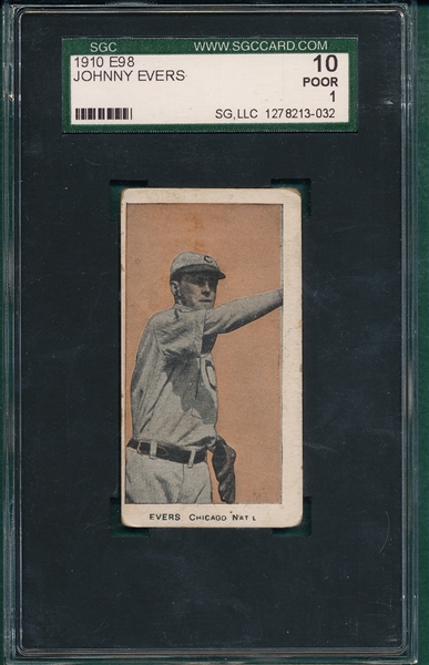 1910 E98 Johnny Evers, Tan, SGC 10