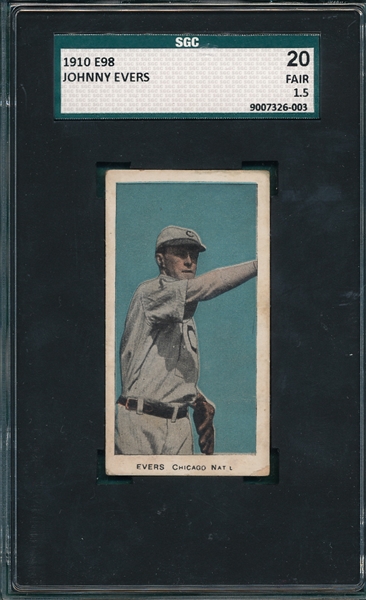 1910 E98 Johnny Evers, Blue, SGC 20