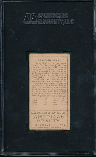 1911 T205 Becker American Beauty Cigarettes SGC 40