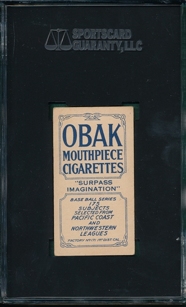 1910 T212-2 Annis Obak Cigarettes SGC 50