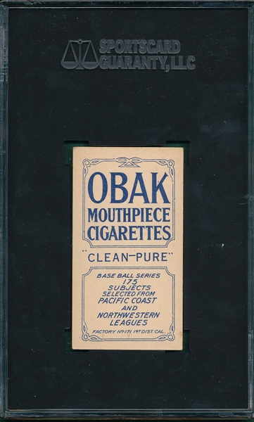 1910 T212-2 Ames Obak Cigarettes SGC 50
