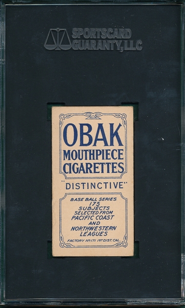 1910 T212-2 Brooks Obak Cigarettes SGC 50 *None Higher*
