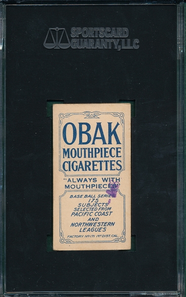1910 T212-2 Breen Obak Cigarettes SGC 50 *Highest SGC, Only One Higher*
