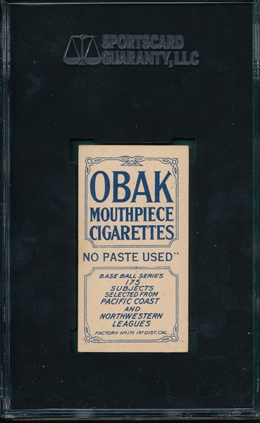 1910 T212-2 Brinker Obak Cigarettes SGC 50