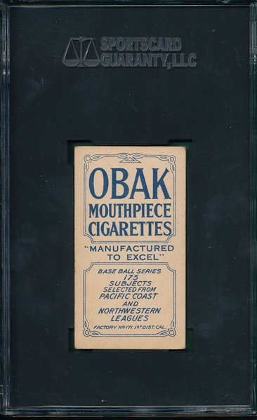 1910 T212-2 Bernard Obak Cigarettes SGC 50