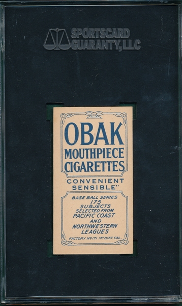 1910 T212-2 Carroll Obak Cigarettes SGC 70 *Only One Graded Higher*