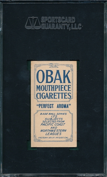 1910 T212-2 Custer Obak Cigarettes SGC 70 *Highest Graded*