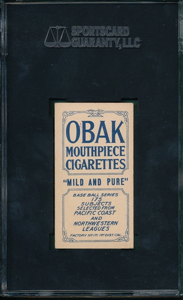 1910 T212-2 Daley Obak Cigarettes SGC 70 *Only One Graded Higher*