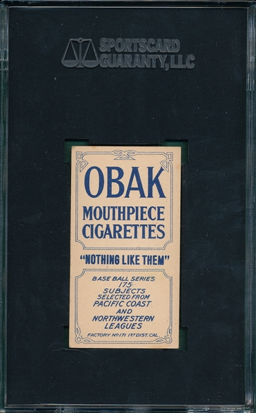 1910 T212-2 Berry Obak Cigarettes SGC 60 *None Higher*