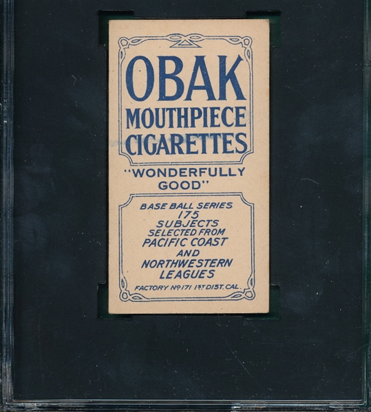 1910 T212-2 Cooney Obak Cigarettes SGC 60 *None Higher*
