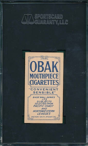 1910 T212-2 Davis Obak Cigarettes SGC 60