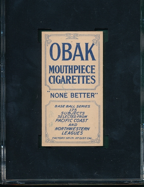 1910 T212-2 Cameron Obak Cigarettes SGC 60 *Only One Graded Higher*