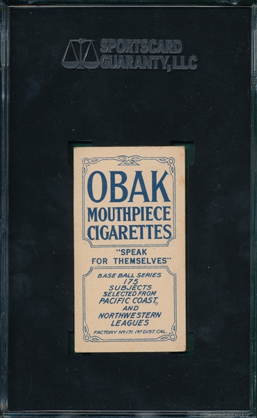 1910 T212-2 Chenault Obak Cigarettes SGC 60 *None Graded Higher*